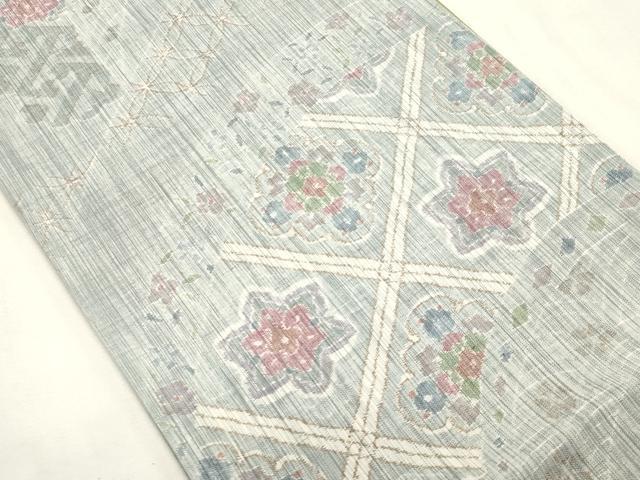 平和屋着物●両面 全通柄袋帯 本場結城玉紬 結城苑 草花文 証紙付き 正絹 逸品 CABI7218dy