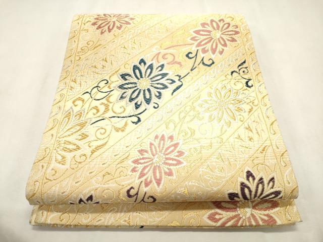 平和屋着物●六通柄袋帯 唐織 花風詩 金銀糸 正絹 逸品 CABI7219dy