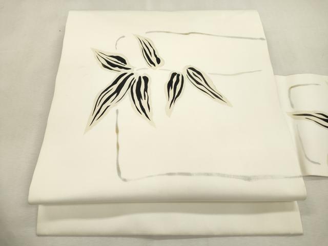 平和屋着物●塩瀬 九寸名古屋帯 草木文 金彩 正絹 逸品 CABI7226dy