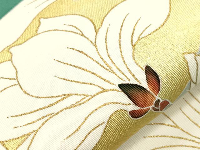平和屋着物●塩瀬 九寸開き名古屋帯 枝花丸文 金彩 正絹 逸品 CABI7231dy