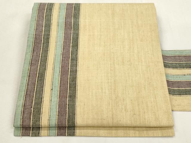平和屋着物●九寸名古屋帯 紬地 縞 正絹 逸品 CABI7234dy