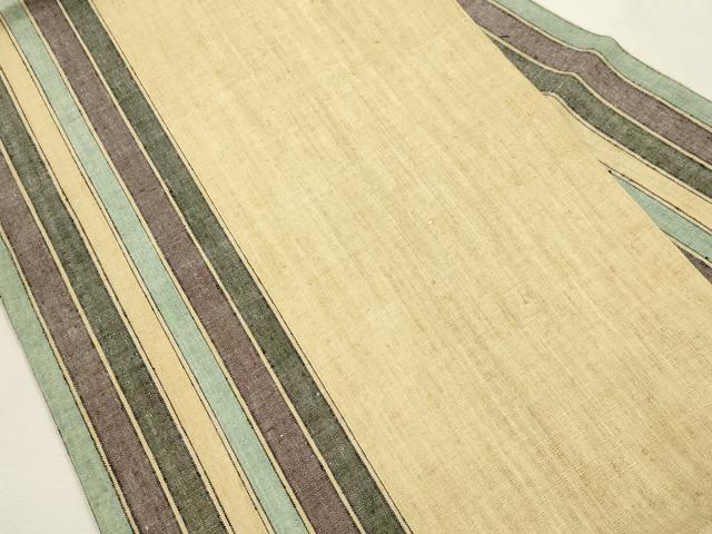 平和屋着物●九寸名古屋帯 紬地 縞 正絹 逸品 CABI7234dy