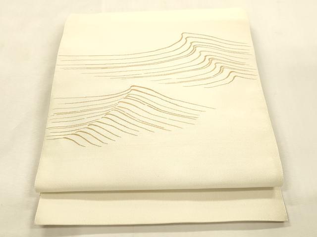 平和屋着物●爪掻き本綴れ 八寸名古屋帯 立波文 正絹 逸品 未使用 CABI7240dy