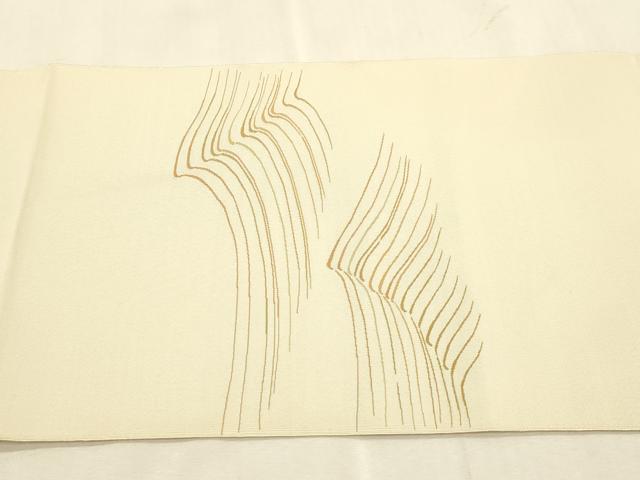 平和屋着物●爪掻き本綴れ 八寸名古屋帯 立波文 正絹 逸品 未使用 CABI7240dy