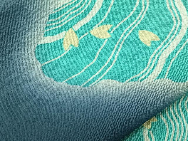 平和屋着物●九寸名古屋帯 流水舞桜文 鬼しぼ縮緬 正絹 逸品 CABI7246dy
