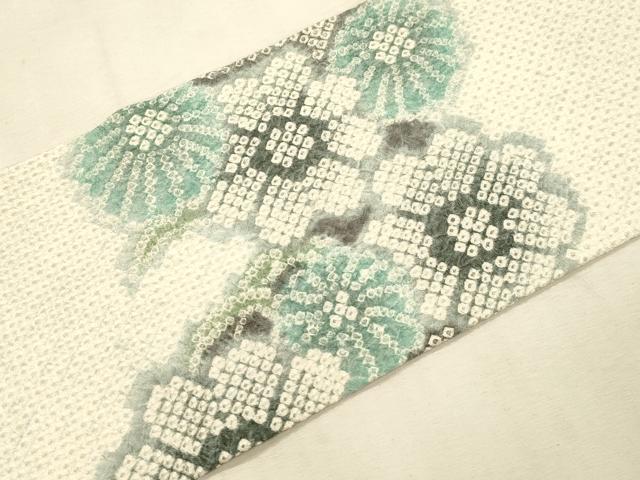 平和屋着物●名門 藤娘きぬたや・総絞り 九寸名古屋帯 草花文 正絹 逸品 CABI7249dy