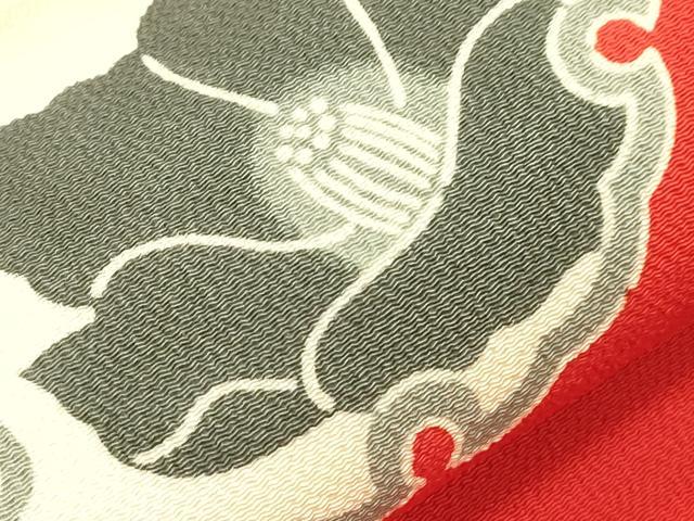 平和屋着物●和染紅型 栗山紅型 栗山吉三郎 九寸名古屋帯 雪輪花文 鬼しぼ縮緬 正絹 逸品 未使用 CABI7251dy