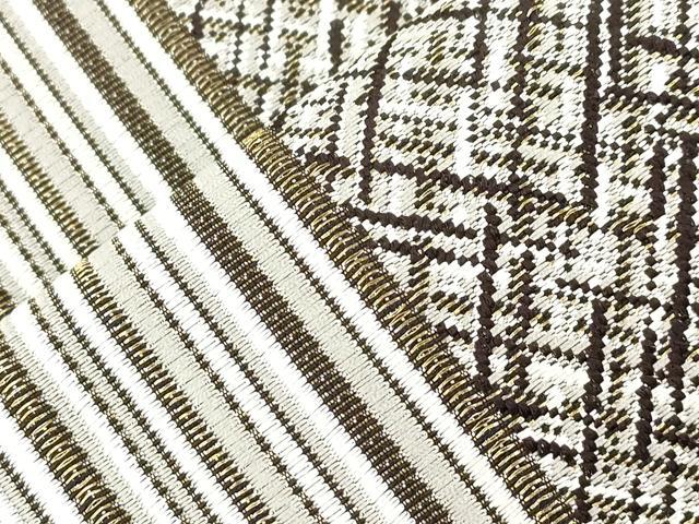 平和屋着物●本場筑前博多織 八寸名古屋帯 格子柄 金糸 正絹 逸品 CABI7253dy