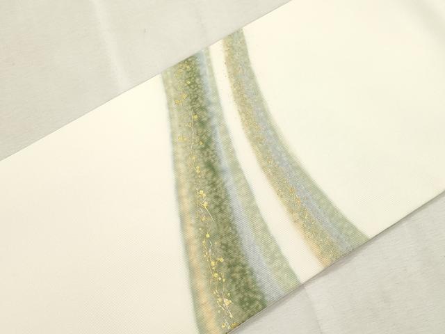 平和屋着物●塩瀬 九寸名古屋帯 箔散らし霞文 金銀彩 正絹 逸品 CABI7265dy