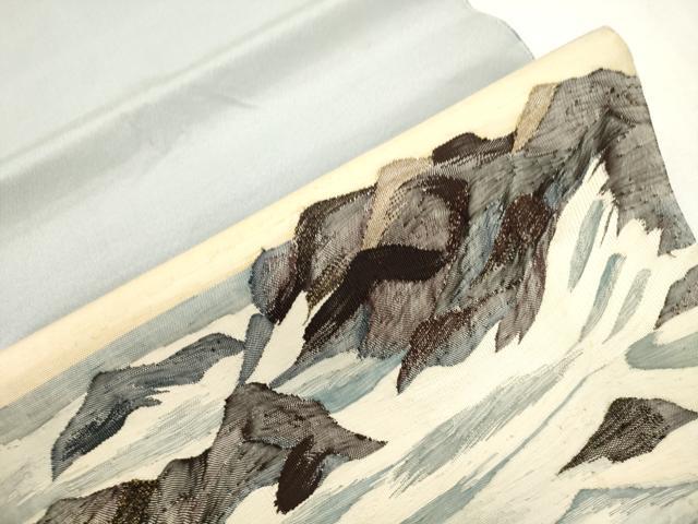 平和屋着物●太鼓柄袋帯 すくい織 立波風景文 正絹 逸品 CABI7276dy
