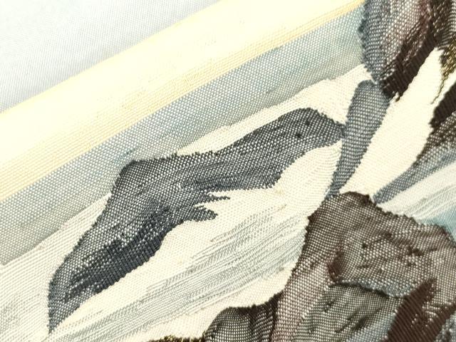 平和屋着物●太鼓柄袋帯 すくい織 立波風景文 正絹 逸品 CABI7276dy