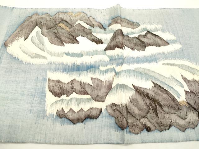 平和屋着物●太鼓柄袋帯 すくい織 立波風景文 正絹 逸品 CABI7276dy