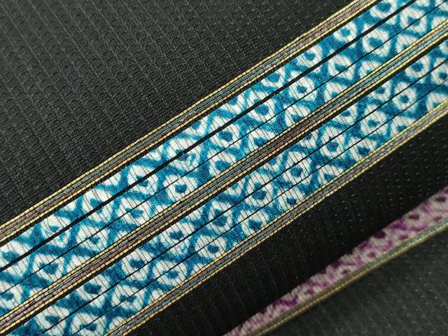 平和屋着物●太鼓柄袋帯 横段文 黒地 正絹 逸品 CABI7288dy