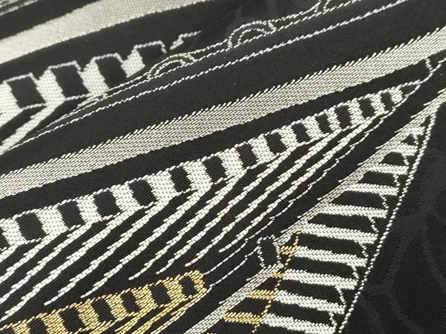 平和屋着物●世界的友禅作家 千地泰弘 六通柄袋帯 五重塔 黒地 金銀糸 正絹 逸品 CABI7290dy