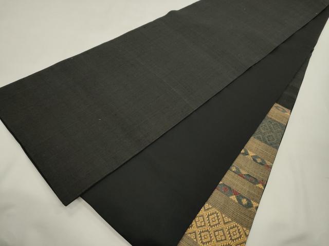 平和屋着物●太鼓柄袋帯 紬地 幾何学文 黒地 正絹 逸品 CABI7293dy