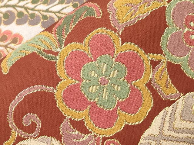 平和屋着物●六通柄袋帯 花鳥文 金糸 正絹 逸品 CABI7300dy
