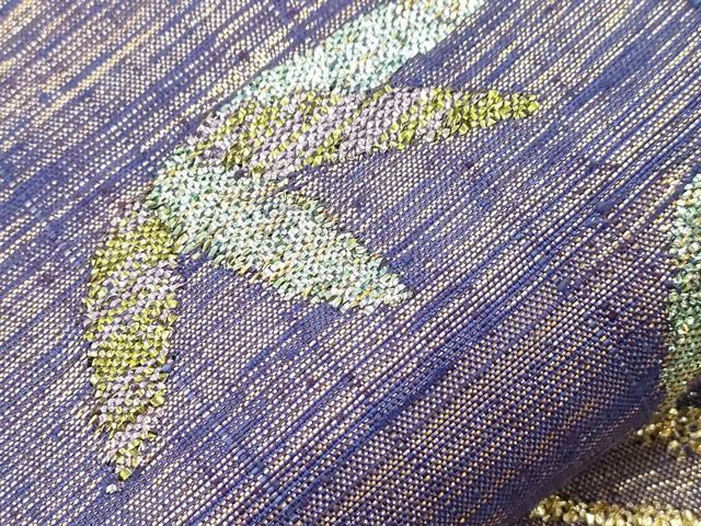平和屋着物●六通柄袋帯 流水草花文 金糸 正絹 逸品 CABI7304dy