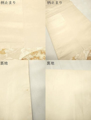 平和屋着物●西陣河村織物謹製・手織り 六通柄袋帯 汲涛白選文 金糸 正絹 逸品 CABI7305dy
