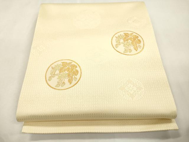 平和屋着物●六通柄袋帯 幾何学花丸文 金糸 正絹 逸品 CABI7306dy