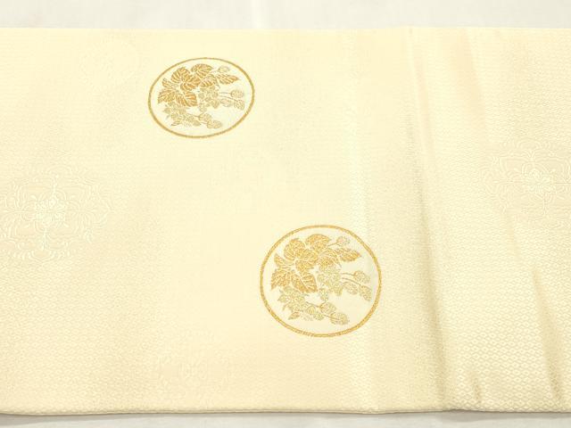 平和屋着物●六通柄袋帯 幾何学花丸文 金糸 正絹 逸品 CABI7306dy