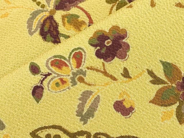 平和屋着物●九寸名古屋帯 更紗花文 鬼しぼ縮緬 正絹 逸品 CABI7327dy