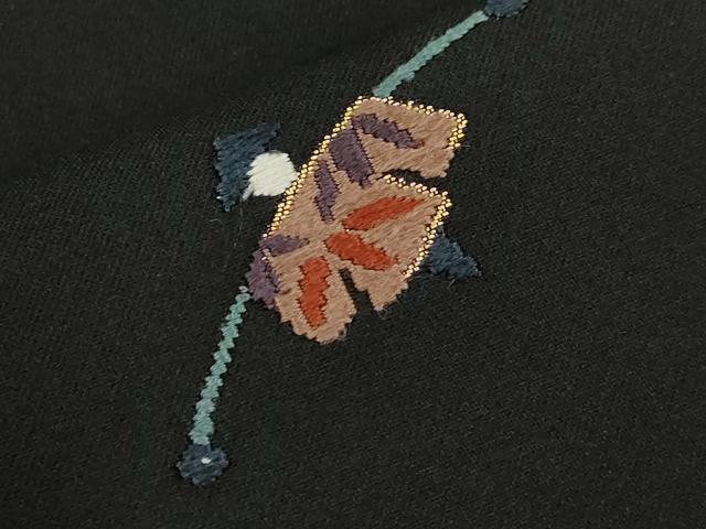 平和屋着物●九寸名古屋帯 唐織 やじろべえ 黒地 金糸 正絹 逸品 CABI7329dy