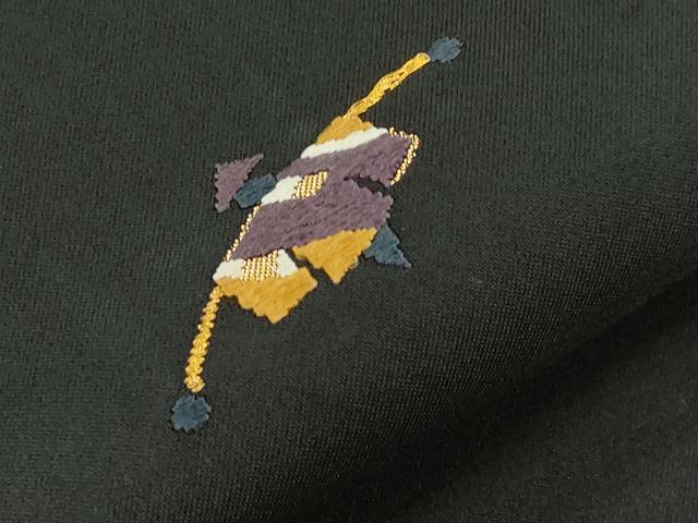 平和屋着物●九寸名古屋帯 唐織 やじろべえ 黒地 金糸 正絹 逸品 CABI7329dy