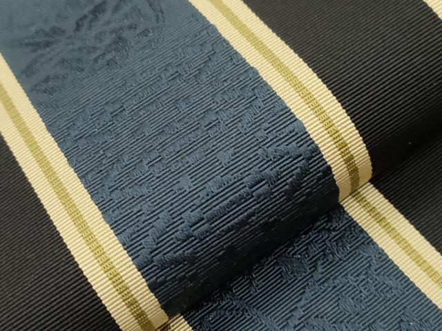 平和屋着物●本場筑前博多織 八寸名古屋帯 草花間道 佐伯商事謹製 博多金ラベル 証紙付き 正絹 逸品 CABI7333dy