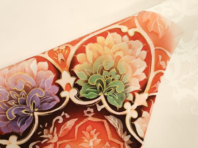 平和屋着物●塩瀬 九寸名古屋帯 更紗花文 金彩 正絹 逸品 CABI7334dy