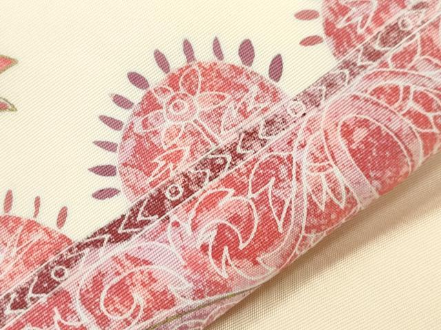 平和屋着物●塩瀬 九寸名古屋帯 更紗花文 金彩 正絹 逸品 CABI7335dy