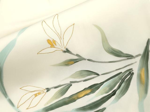 平和屋着物●塩瀬 九寸名古屋帯 作家物 手描き 草花文 金彩 健勝苑扱い 正絹 逸品 CABI7337dy