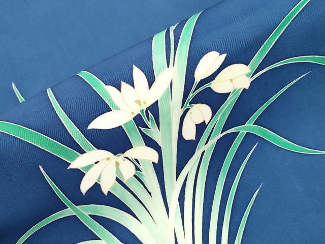 平和屋着物●塩瀬 九寸名古屋帯 友禅 草花文 正絹 逸品 CABI7338dy