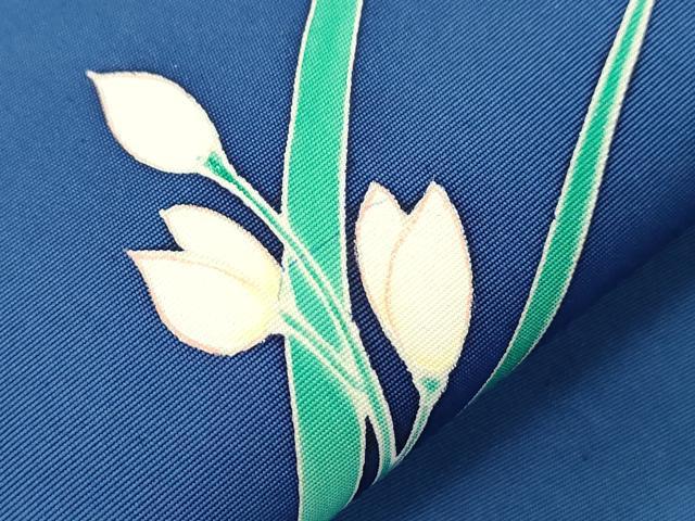 平和屋着物●塩瀬 九寸名古屋帯 友禅 草花文 正絹 逸品 CABI7338dy