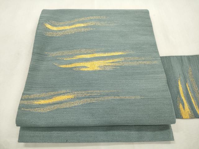 平和屋着物●爪掻本綴作家 伊達静 八寸名古屋帯 霞文 金糸 正絹 逸品 CABI7339dy