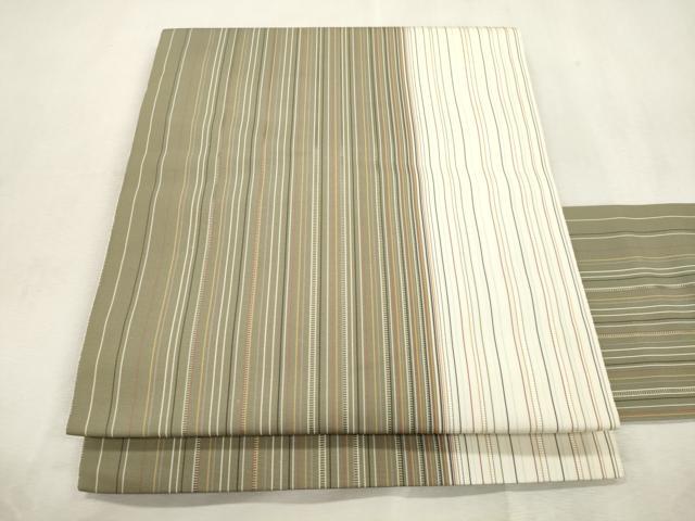 平和屋着物●本場筑前博多織 八寸名古屋帯 縞 正絹 逸品 CABI7340dy