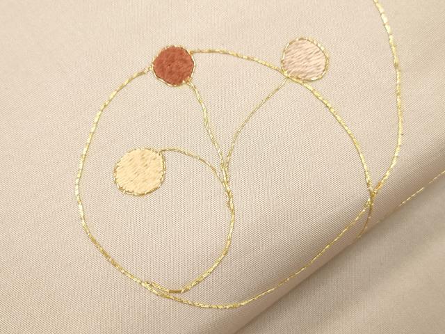 平和屋着物●九寸名古屋帯 駒刺繍 枝花文 正絹 逸品 CABI7348dy