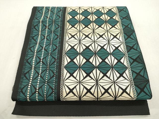 平和屋着物●本場筑前博多織 八寸名古屋帯 幾何学間道 正絹 逸品 CABI7354dy