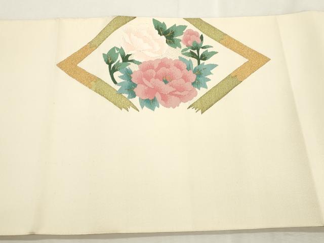 平和屋着物●爪掻き本綴れ 八寸名古屋帯 菱草花文 正絹 逸品 未使用 CABI7363dy