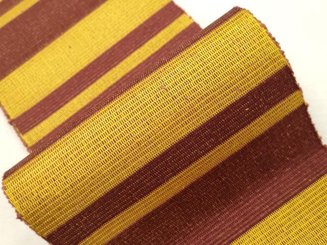 平和屋着物●本場黄八丈 紬 半幅帯 横段文 一重帯 正絹 逸品 CABI7367dy