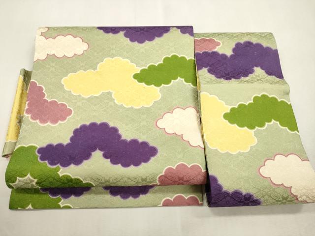 平和屋着物●つけ帯 雲取り文 正絹 逸品 CABI7374dyy