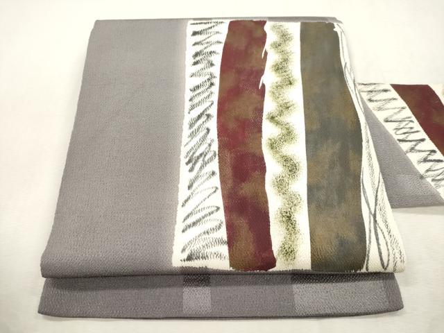 平和屋着物●九寸名古屋帯 幾何学文 鬼しぼ縮緬 正絹 逸品 CABI7382dy