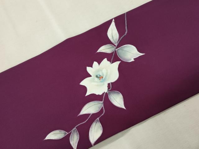 平和屋着物●塩瀬 九寸名古屋帯 手描き 薔薇 金彩 正絹 逸品 CABI7402dy