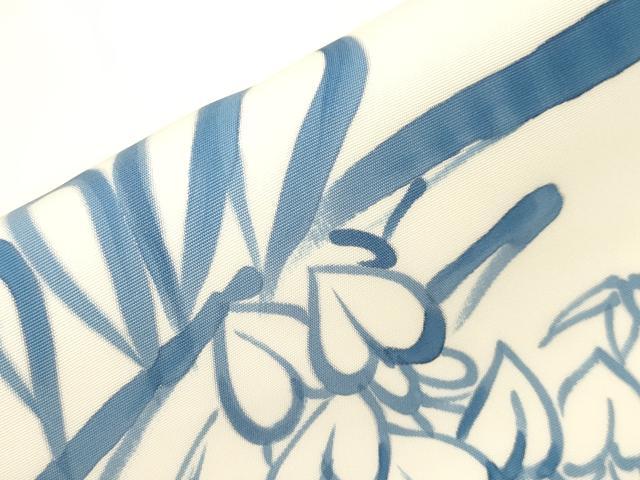 平和屋着物●塩瀬 九寸名古屋帯 手描き 藤花房 正絹 逸品 CABI7404dy