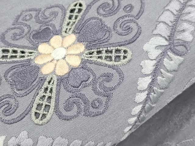 平和屋着物●八寸名古屋帯 綴れ 刺繍 菱花文 CABI7407dy