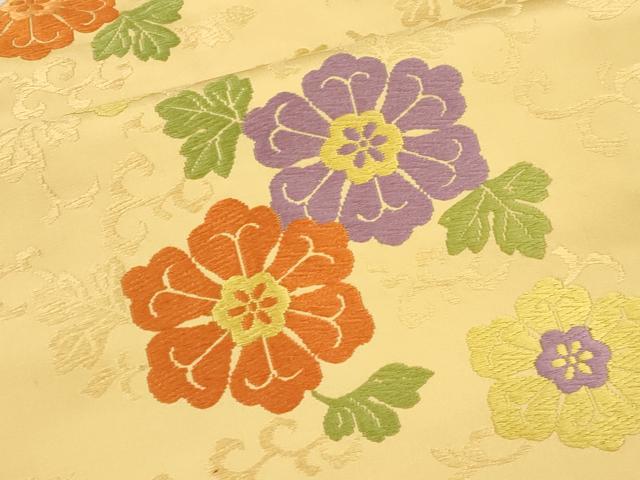 平和屋着物●九寸名古屋帯 唐織 草花文 正絹 逸品 CABI7412dy