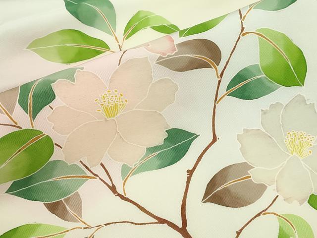平和屋着物●塩瀬 九寸名古屋帯 ろうけつ染め 草花文 正絹 逸品 CABI7417dy