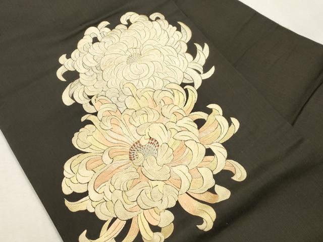 平和屋着物●アンティーク 大正ロマン 九寸名古屋帯 総手刺繍 乱菊 正絹 逸品 CABI7428dy