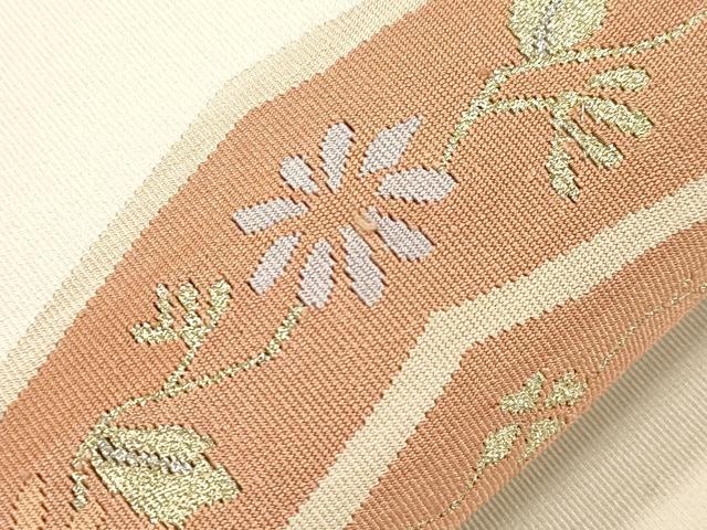 平和屋着物●爪掻き本綴れ 八寸名古屋帯 花鳥文 金銀糸 正絹 逸品 CABI7434dy