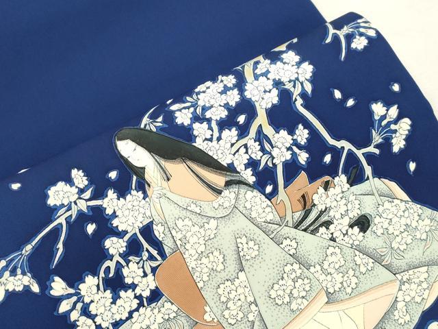 平和屋着物●塩瀬 九寸名古屋帯 人物文 松葉仕立て 正絹 逸品 CABI7435dy