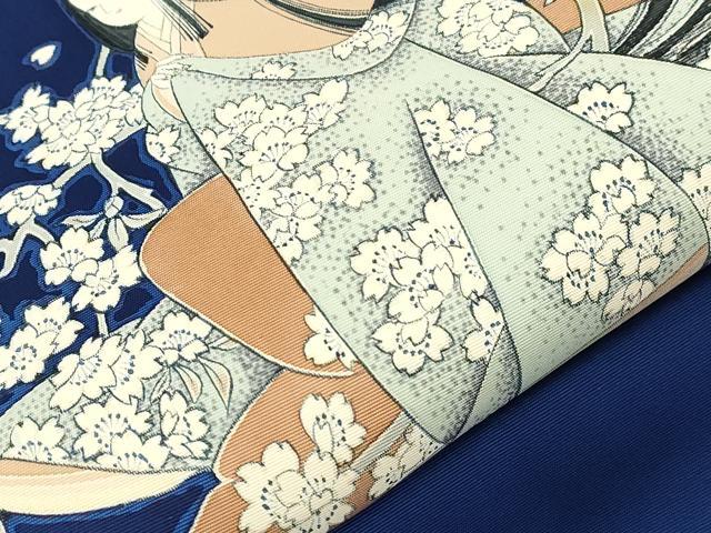 平和屋着物●塩瀬 九寸名古屋帯 人物文 松葉仕立て 正絹 逸品 CABI7435dy